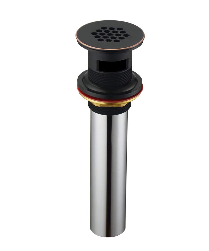 Purelux Grid Drain Strainer Assembly with Overflow for Bathroom Sink, Made of Brass Oil Rubbed Bronze - Image 1